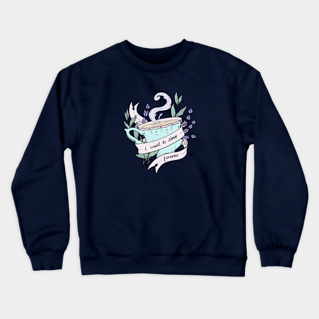 Sleepy Tea Crewneck Sweatshirt by Cosmic Queers